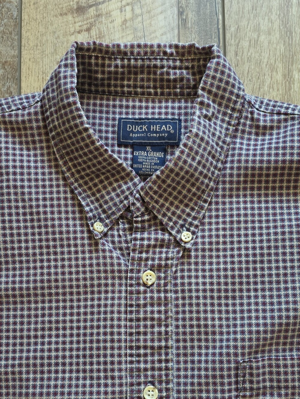 Duck Head - Vintage Cotton Tattersall Check Button-Down - XL - Red, Navy, Khaki